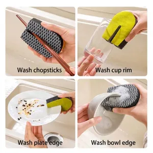 Multi-purpose U-shaped double-sided kitchen cleaning sponge for dishes and cup rims