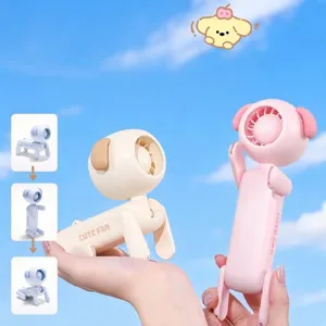 Mini ventilador portátil con forma de perro de dibujos animados y poses ajustables para oficina