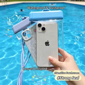 Pochette Étanche Universelle pour Téléphone Sac Sec en TPU Transparent avec Écran Tactile et Cordon pour Natation Rafting Plage