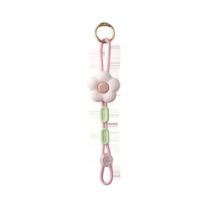 Clip de sombrero de flor portátil para viaje con cordón rosa y cuentas verdes outdoor