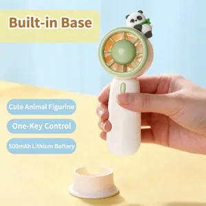Mini ventilador turbo portátil con diseño de panda lindo y base de escritorio estable