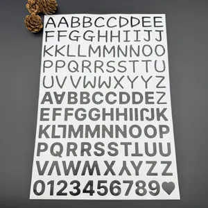 Pegatinas de Letras y Números Dibujados a Mano en Negrita Álbum de Recortes DIY Decorativo Autoadhesivo de PVC Negro Alfabeto Artístico Pegatinas para Portátil Diario Etiqueta de Regalo