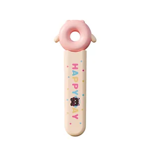 Cute cartoon donut-topped food tweezers for snacks with cat pattern and Happy Day text
