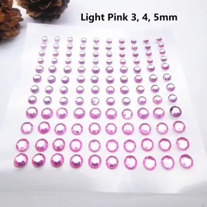 Pegatinas de diamantes de imitación acrílicos rosa claro en tamaños 3mm 4mm 5mm para DIY