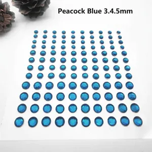 Detalle de pegatinas de diamantes de imitación azul pavo real de 3, 4 y 5 mm