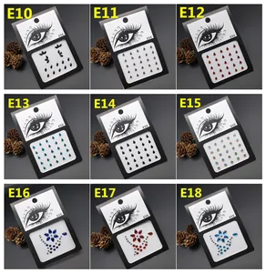 Variety of self-adhesive face gems and rhinestones in various shapes and colors for makeup