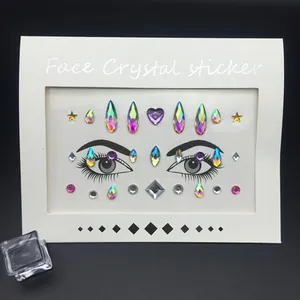 Multi-colored face crystal stickers with AB rhinestones for music festivals