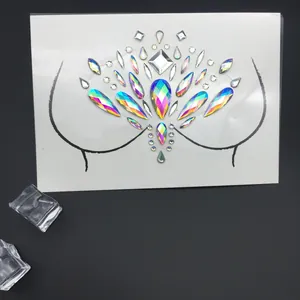 Pegatinas de Pecho de Strass Acrílico Iridiscente Bohemio Joyas Corporales Geométricas para Festivales de Música y Carnaval