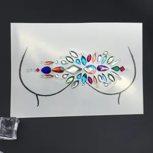 Halloween Mascarada Diamante De Imitación Cuerpo Cara Pegatina Iridiscente AB Cristal Tatuaje Pegatina Para Festival Música Fiesta