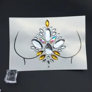 Brillantes pegatinas de strass para el pecho con diamantes para decoración de fiestas