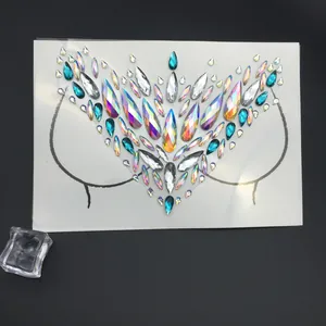 Joyas faciales de cristal iridiscente y azul para maquillaje de fiesta de Halloween