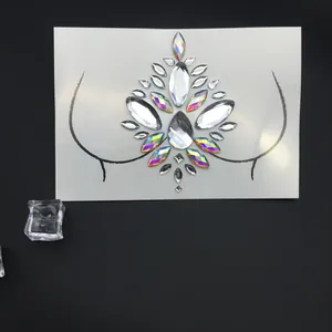 Adhesivos de joyas de pecho de cristal iridiscente para fiestas de Halloween