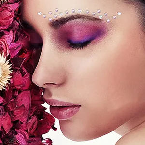 Iridescent face pearls and rhinestones for professional bridal stage eye makeup decoration