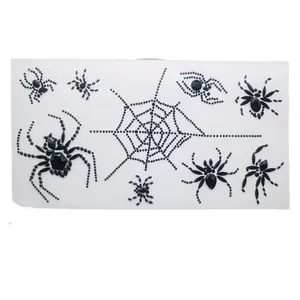 Autocollants de visage en strass araignée noire pour le maquillage d'Halloween