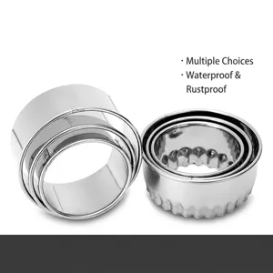 Professional stainless steel dumpling skin cutter set with round and flower shapes