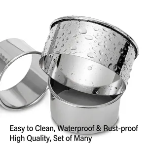 Three-piece stainless steel circular dumpling skin and mousse mold set for pastry