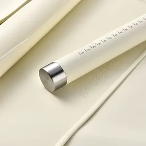 Cream silicone rolling pin with measurement scale and non-stick baking mat set