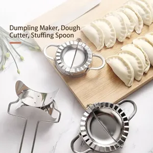 304 Stainless Steel Dumpling Maker Set Manual Dough Press Mold Slicer Stuffing Spoon Kitchen Pastry Ravioli Maker Gadgets