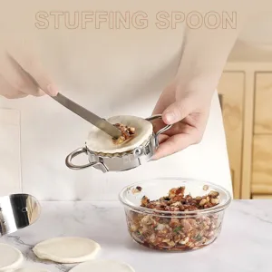 Professional 304 stainless steel dumpling maker set with stuffing spoon for home use