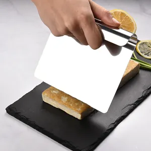 Durable 304 stainless steel food scraper and dough cutter tool for professional kitchen use
