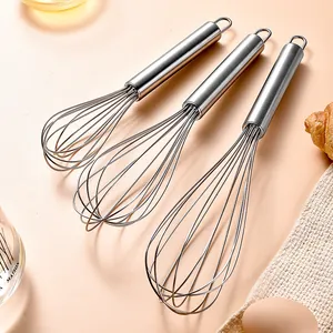 Stainless Steel Manual Whisk Handheld Egg Beater Milk Frother Kitchen Mixing Tool With Hanging Hook For Baking Cooking