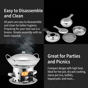 Portable stainless steel alcohol stove for outdoor camping and mini hotpot use