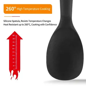 Cuchara de arroz de silicona negra resistente al calor hasta 260 grados centígrados
