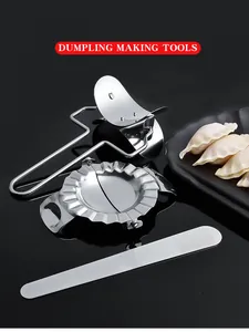 Premium 304 stainless steel dumpling maker mold set with roller cutter and filling spoon