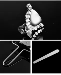 Multi-angle detailed views of 304 stainless steel dumpling maker mold with spoon