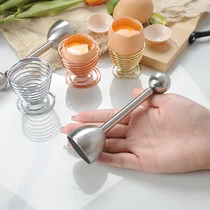 Edelstahl Eierspreizer Werkzeug und Eierbecher Set fuer Kueche Kochen und Fruehstueck Vorbereitung