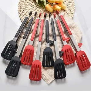 Stainless Steel Silicone Food Tongs Heat Resistant Locking Clip Kitchen Tongs For Steak BBQ Grilling Baking Cooking Tools