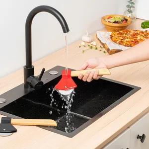 Creative axe-shaped pizza cutter with stainless steel wheel and ergonomic wooden handle.