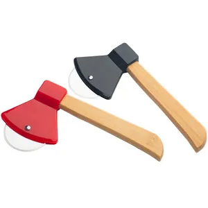 Creative axe shaped pizza cutter rollers with stainless steel wheels and wood handles