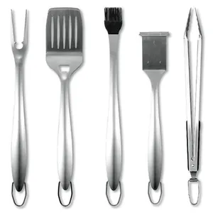 Professional 5-piece 16-inch stainless steel BBQ tool set for outdoor grilling and home use