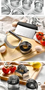 Professional stainless steel cookie cutters and pastry blender baking tool set