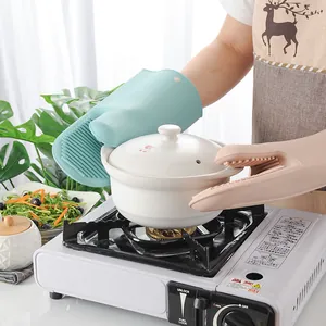 Nordic style thickened silicone oven mitts for heat-resistant kitchen baking use