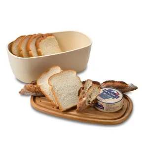 Panera de gran capacidad para cocina con tapa de madera multifuncional duradera