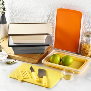 Multi-Functional Foldable Silicone Drain Basket With Cutting Board Kitchen Utensils Set Portable Fruit Vegetable Washing Basin For Camping Travel Outdoor