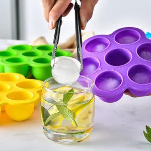 Colorful 7-hole silicone baby food freezer tray and round ice cube mold for DIY treats