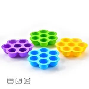Set of 7-hole colorful food-grade silicone molds for baby food or DIY popsicles