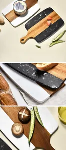 Elegant acacia wood and marble splicing cutting board for gourmet kitchen serving