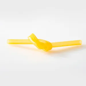 Food grade yellow flexible silicone straw with knotted design for kids and adults