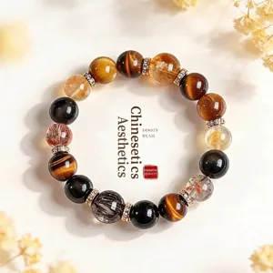 Pulsera de Cuentas de Cristal Natural Multigema para Mujer Moda Conmuta Lujo Ligero Amatista Ojo de Tigre Cuarzo Rutilado Super Seven Aleación Diamante de Imitación Joyería
