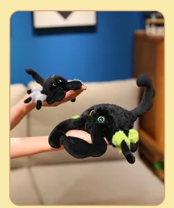 Realistic black scorpion plush pendant with vibrant green and grey accents for keychains.