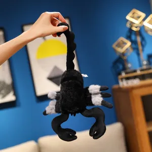 Realistic black scorpion plush pendant keychain for backpack and accessory decor