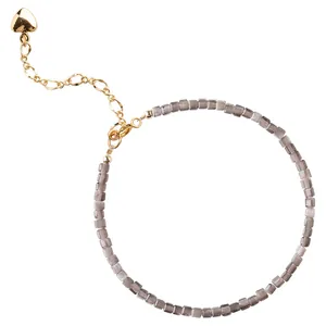 Minimalist 2mm faceted silver obsidian bracelet with 14k gold chain and heart charm