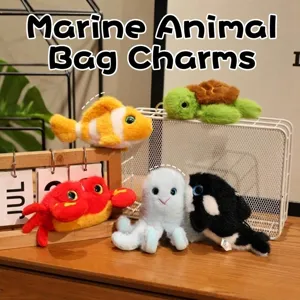 Sea Animal Plush Keychain Pendant Soft Stuffed Octopus Whale Shark Crab Turtle Plushie Toy For Backpack Gift