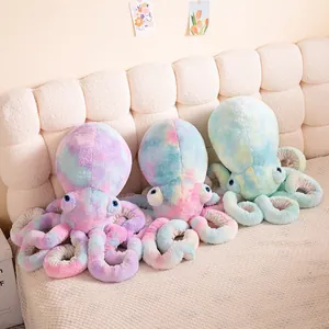 Giocattolo di Peluche a Forma di Polpo Tie-dye Colorato Animale di Peluche Morbido Cuscino Polpo Marino per Bambini
