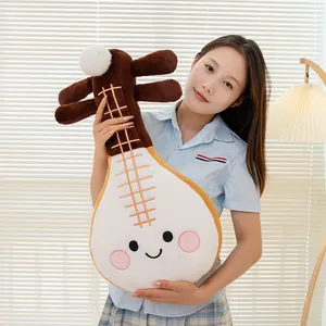 Cute Chinese Pipa musical instrument plush toy pillow held by a model