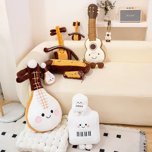 Assorted musical instrument plush toys including guitar and piano for nursery decor